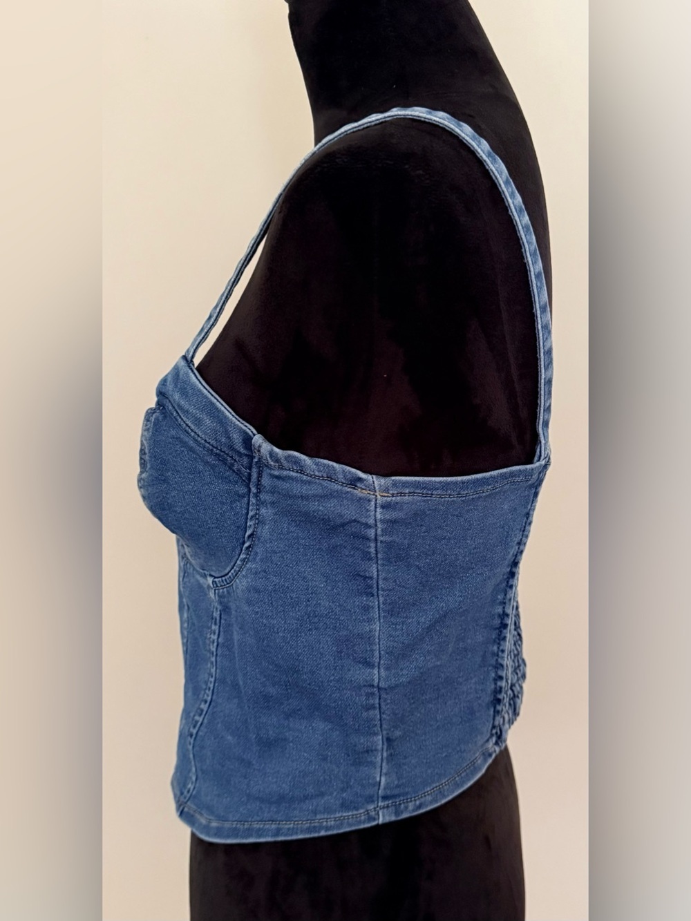 No Boundaries Women's Denim Corset Top, Size L - Picture 4 of 6